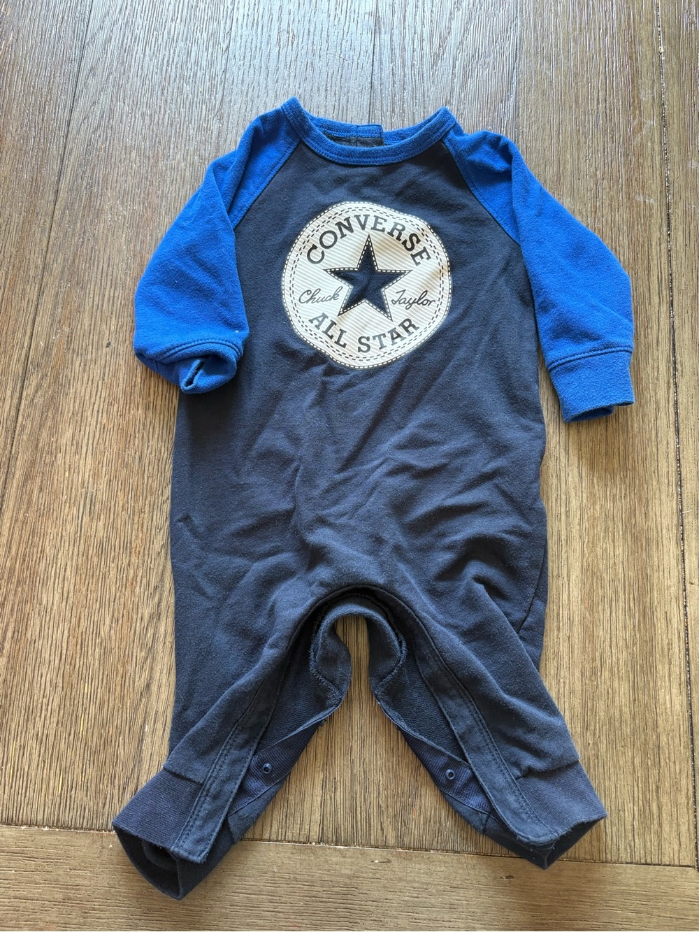 Converse Navy with Royal Blue Sleeve All Star Long Sleeve Romper